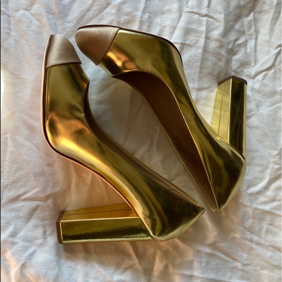 J.Crew Gold Heels - Picture 2 of 3